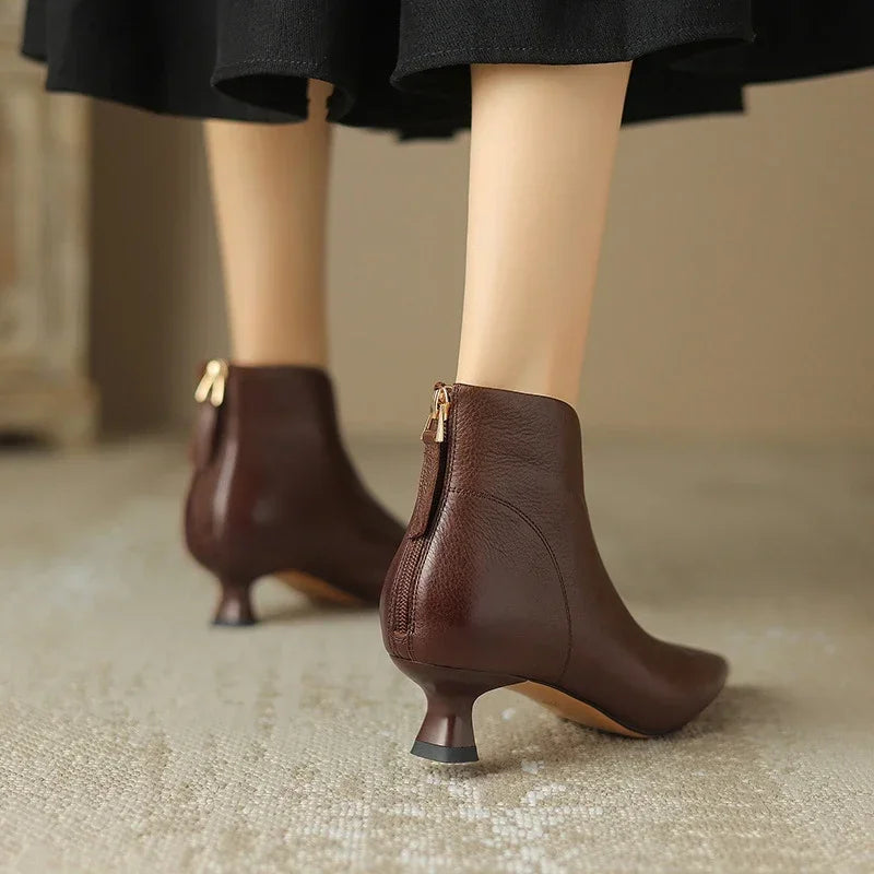 Pointed Toe Zipper Ankle Boots
