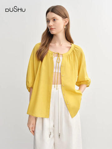 Women’s Tie-Neck Short Sleeve Summer Blouse