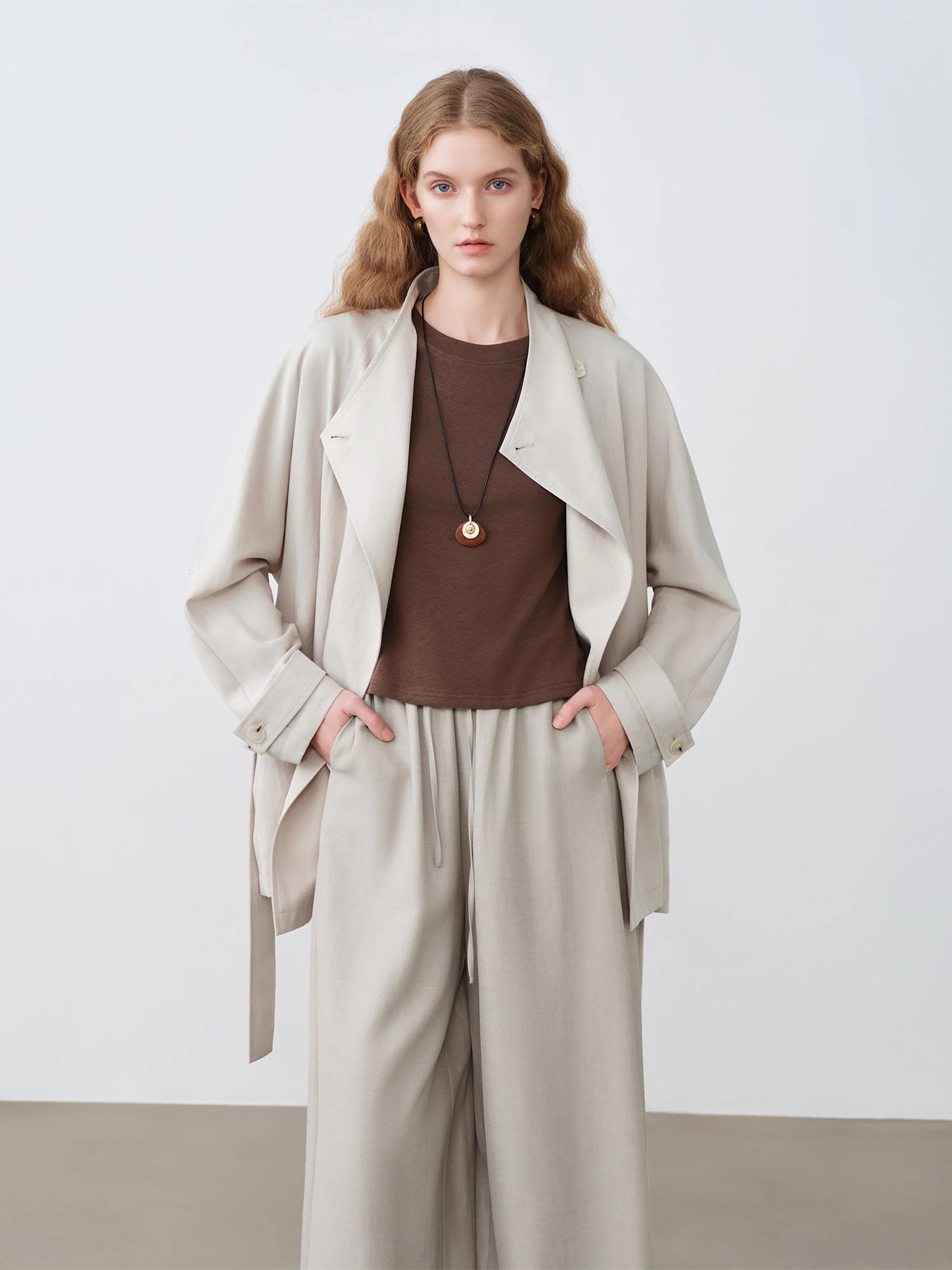 Women’s Petite Trench Coat with Overlap Collar