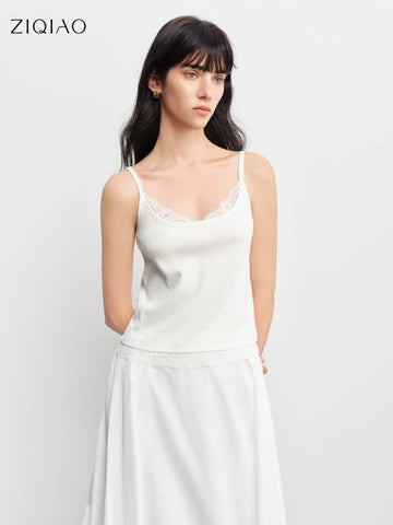 Women’s Slim-Fit Strapless Lace Trim Camisole Top