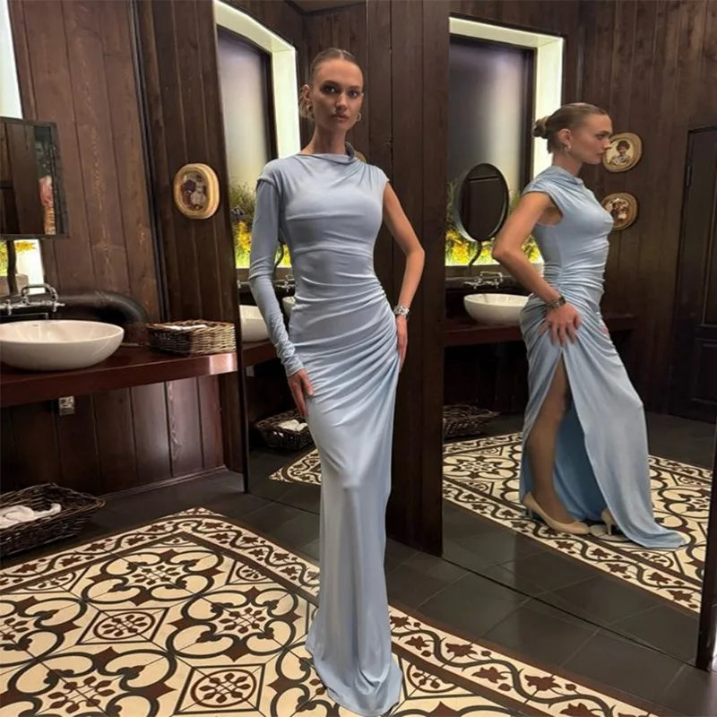 Single Shoulder Split Fork Summer Dress