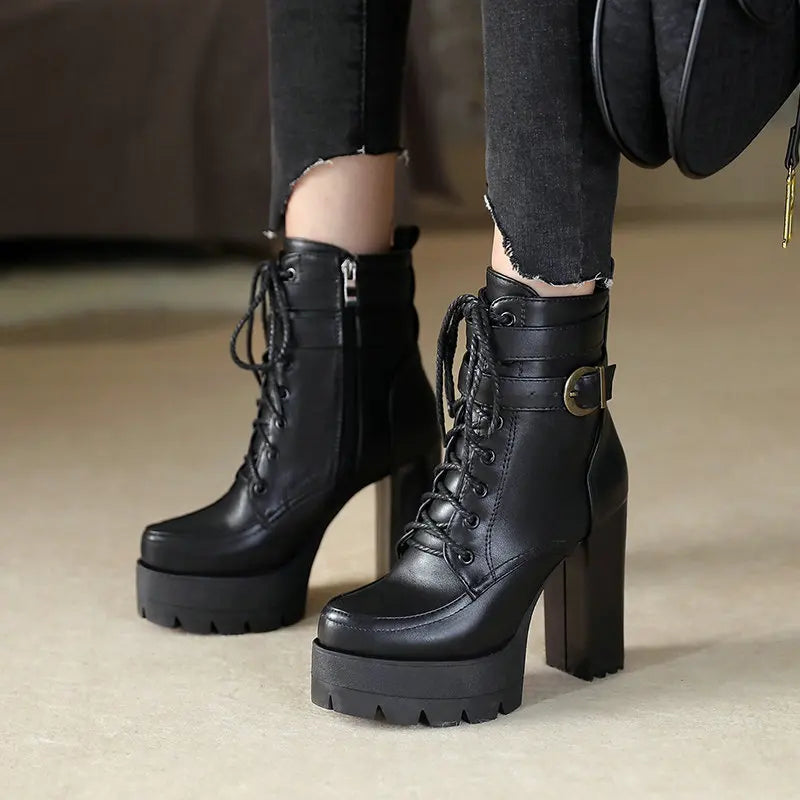 Waterproof Thick Heel Platform Boots