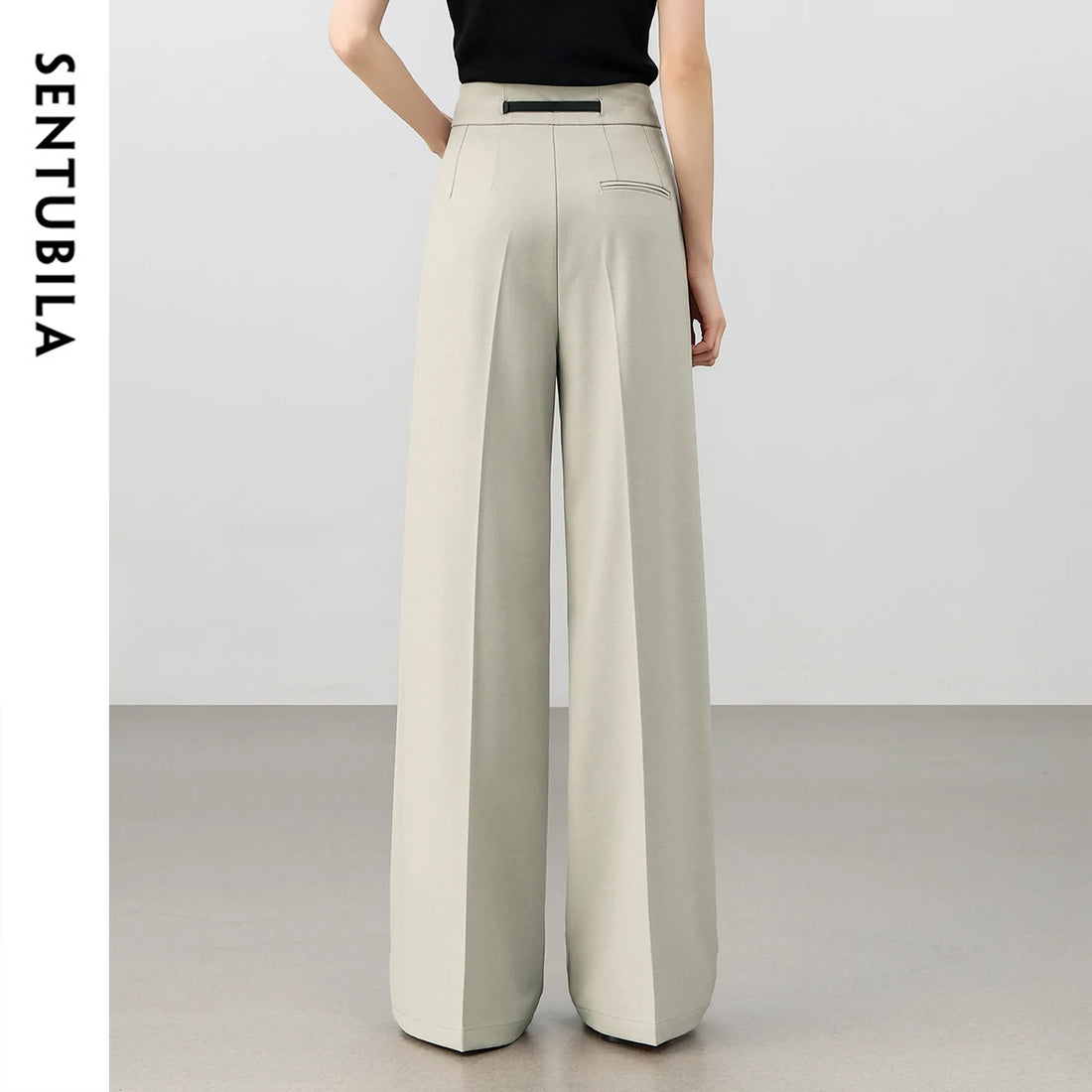 Women’s High-Waist Straight Office Pants with Belt