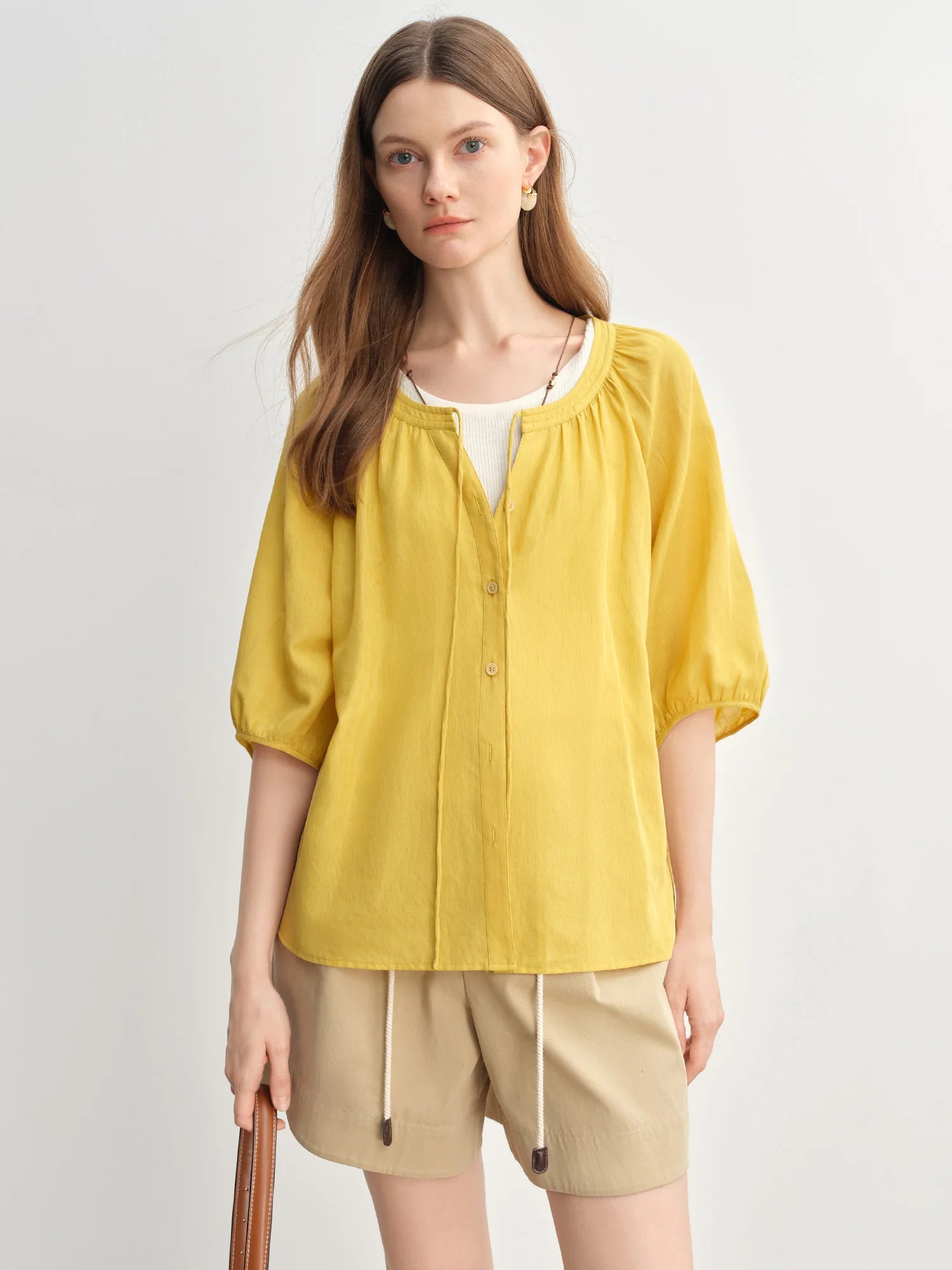 Women’s Tie-Neck Short Sleeve Summer Blouse