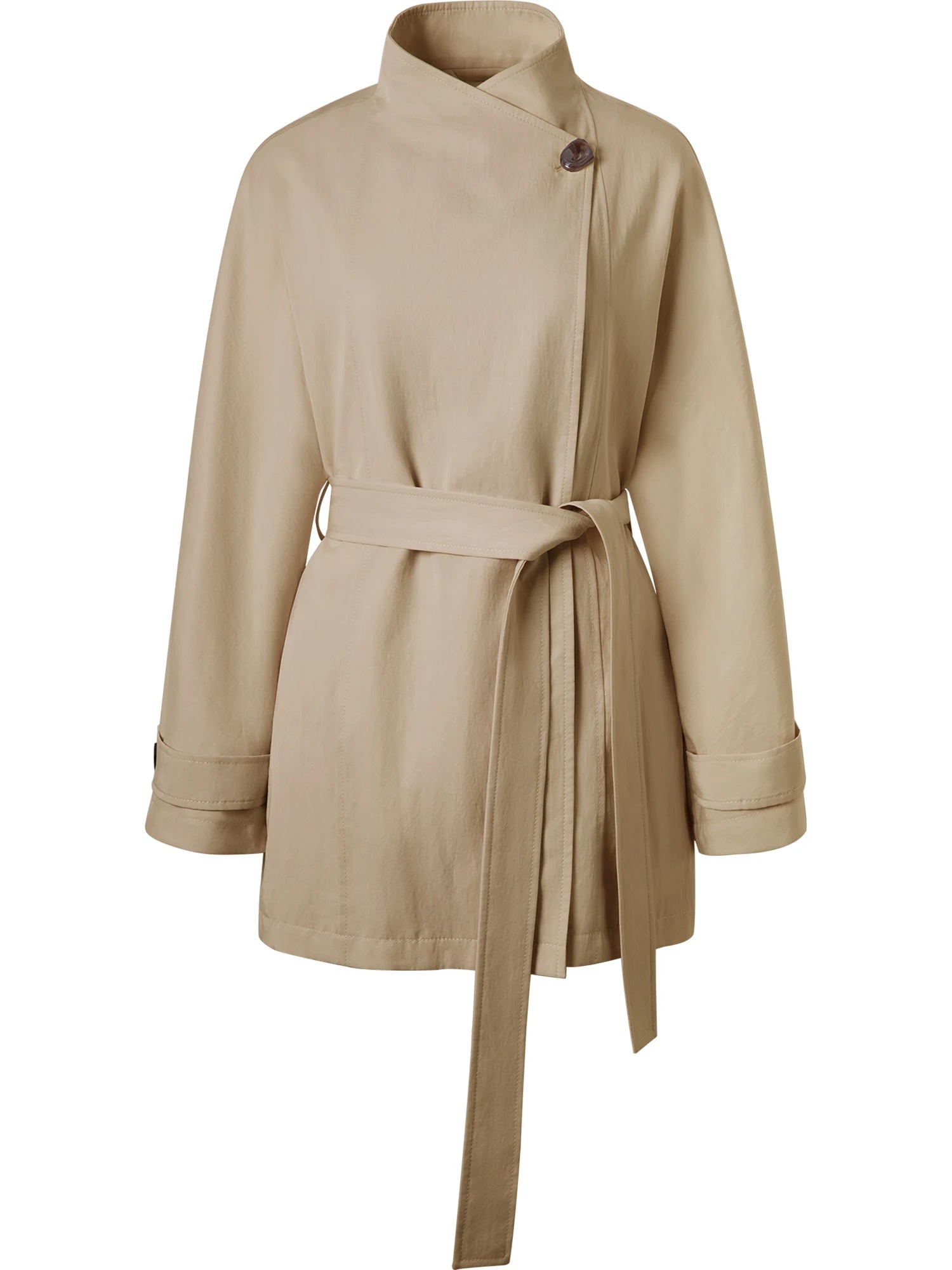 Women’s Petite Trench Coat with Overlap Collar