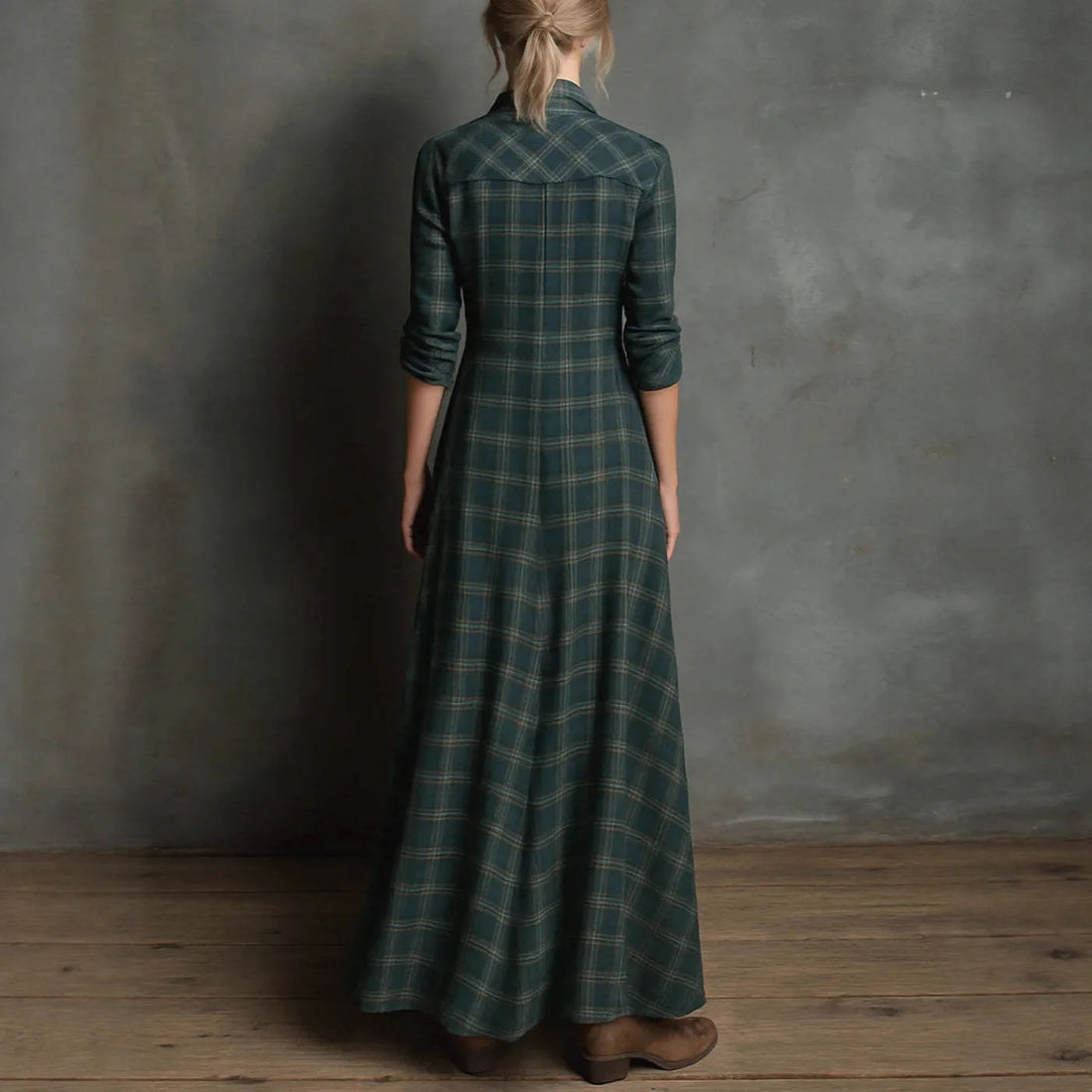 Long Sleeve Turn-Down Collar Party Dress