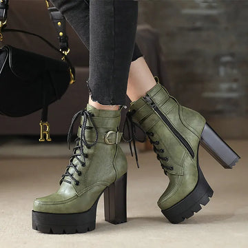 Waterproof Thick Heel Platform Boots