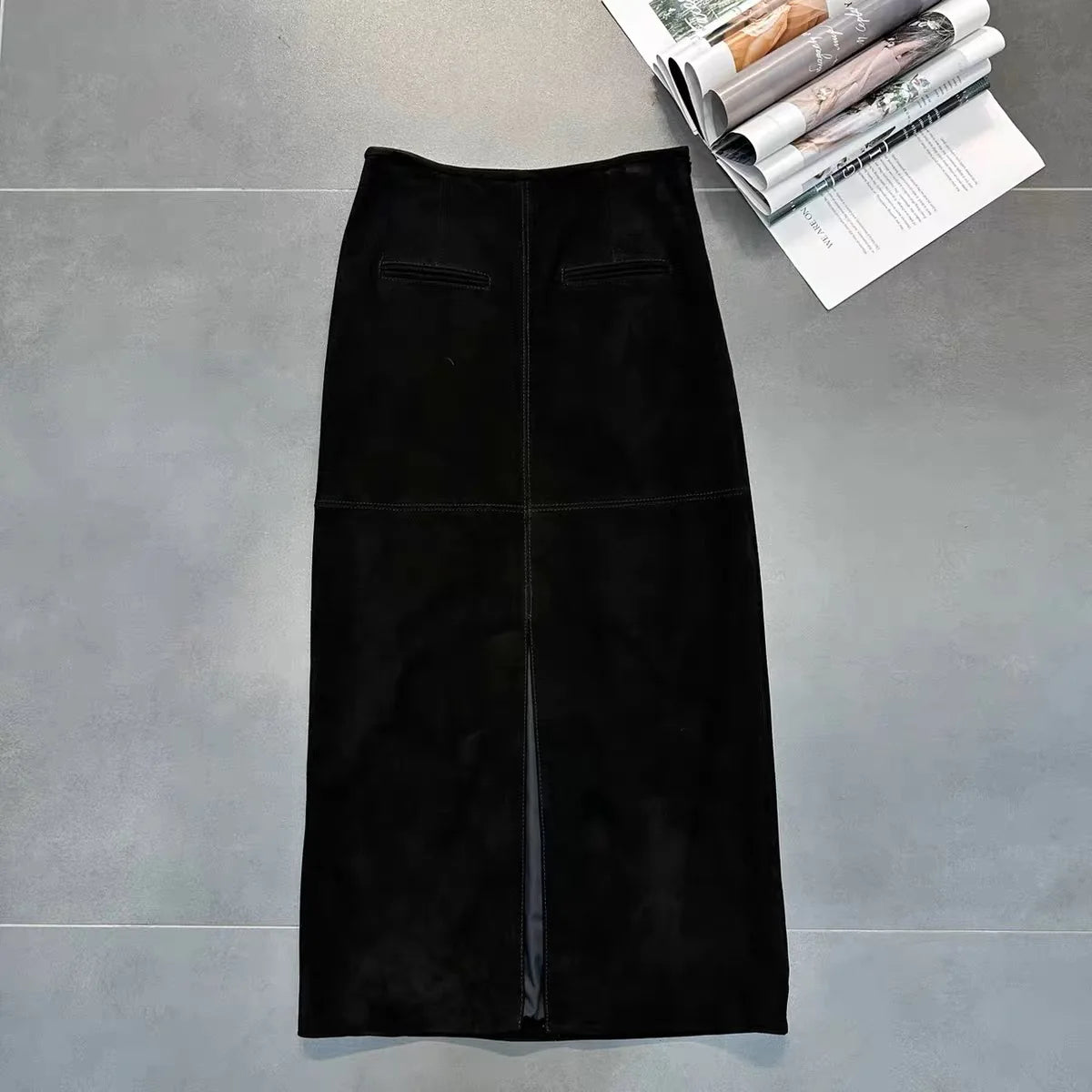 Retro Suede Leather Long Skirt