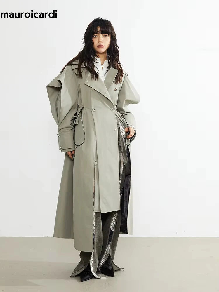 Oversized Ruffled Elegant Trench Coat